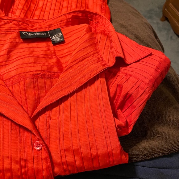 Maggie Barnes 4X (30/32) Orange Button-up Blouse ! - Picture 3 of 10